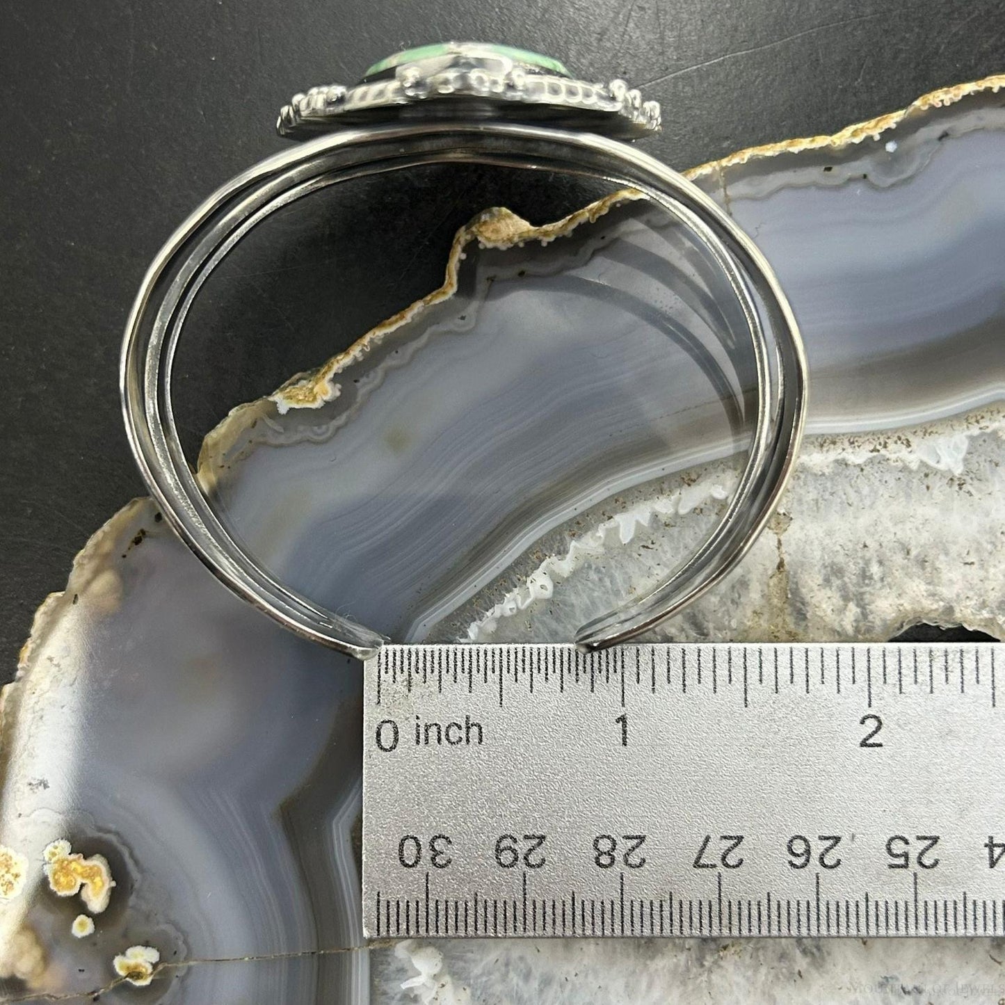 Sterling Silver Southwestern Style Large Teardrop Variscite Bracelet For Women #1