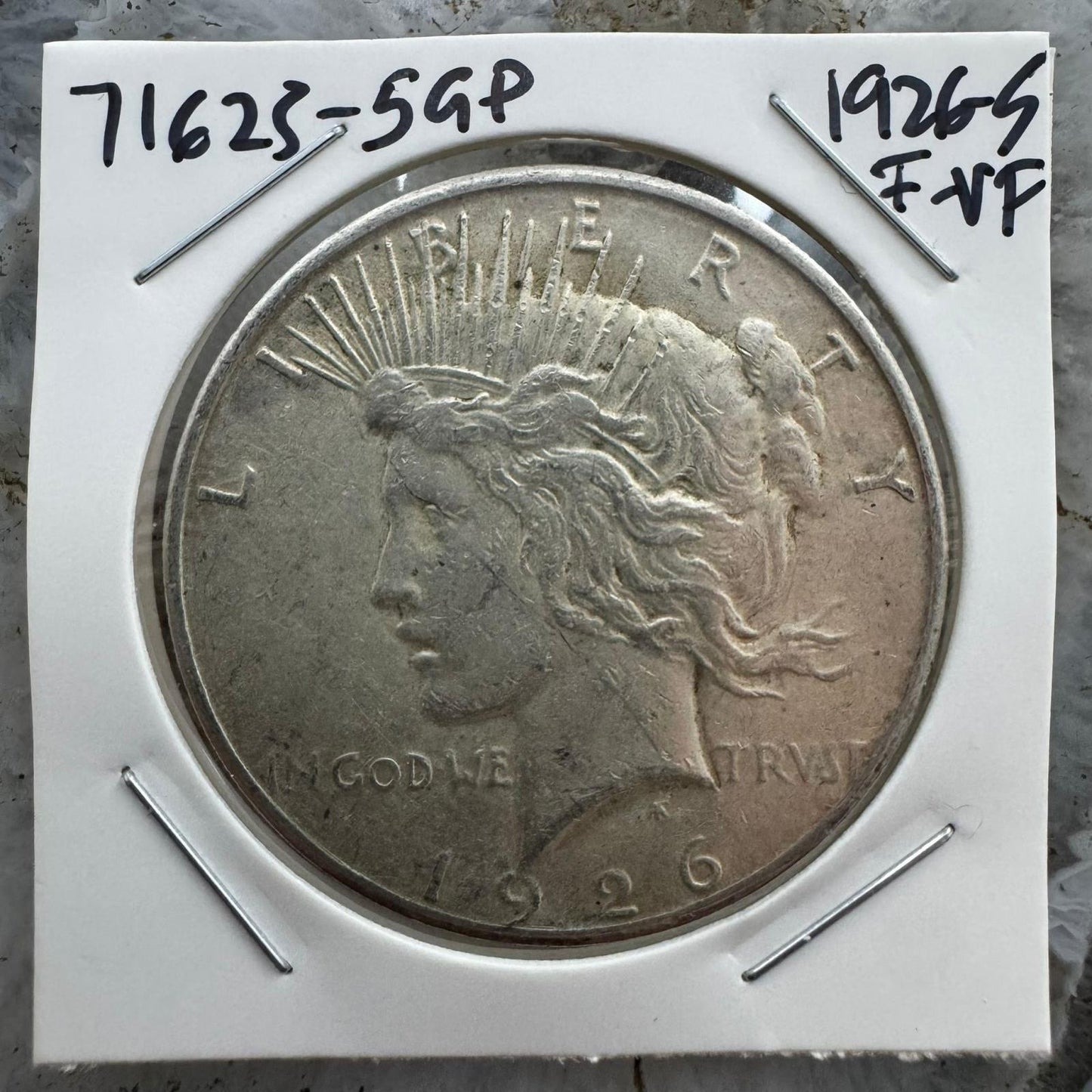 1926-S US 90% Peace Silver Dollar F-VF #71625-5GP