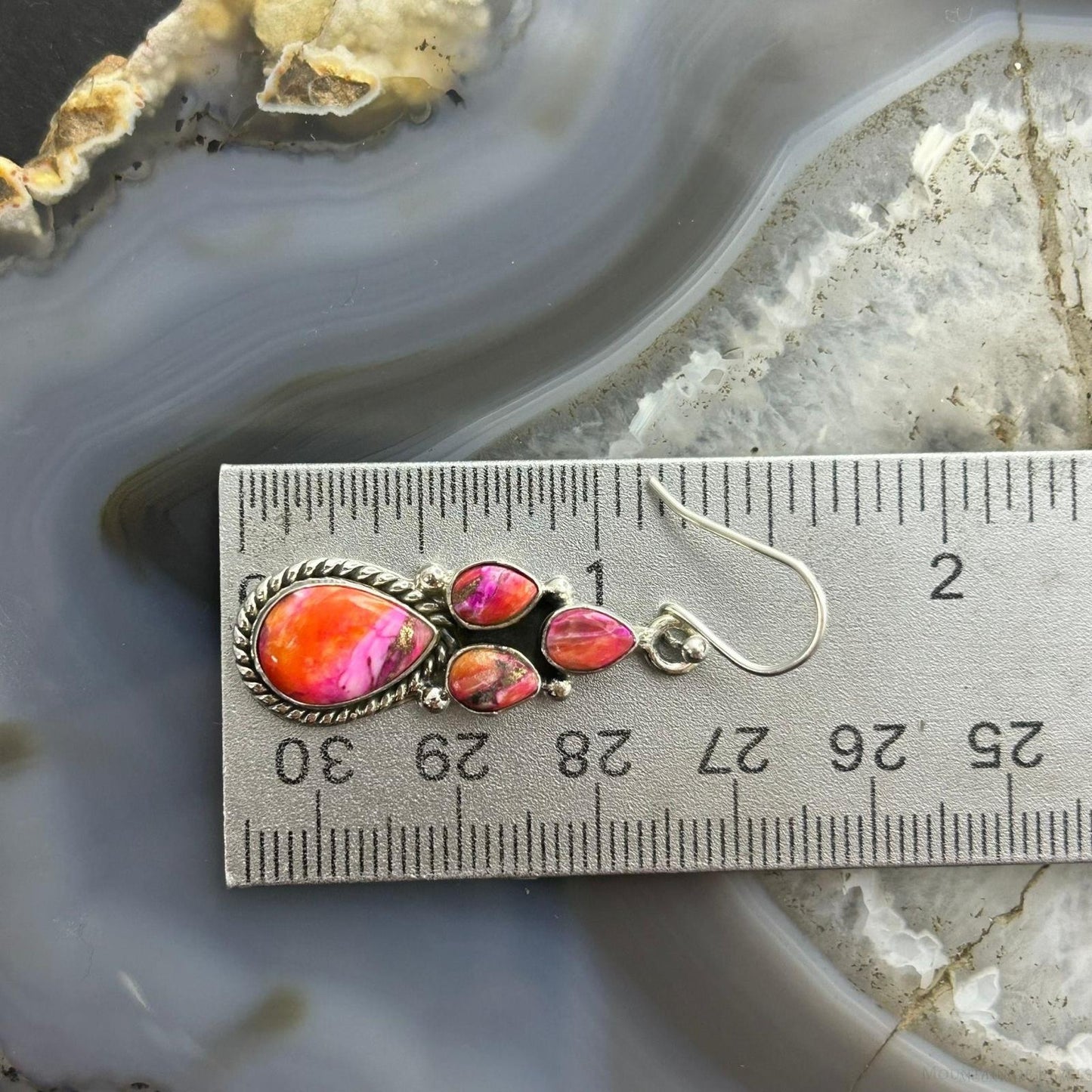 Sterling Silver Southwestern Style Multistone Dahlia Dangle Earrings For Women