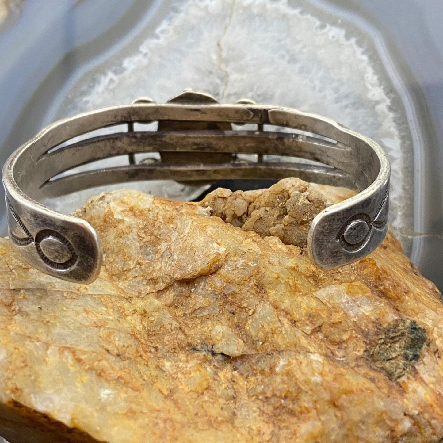 Vintage Native American Silver Natural Shape Turquoise Bracelet For Women