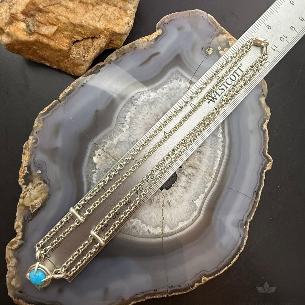 Carolyn Pollack Sterling Silver Turquoise on 16.5" Double Link Chain Necklace For Women