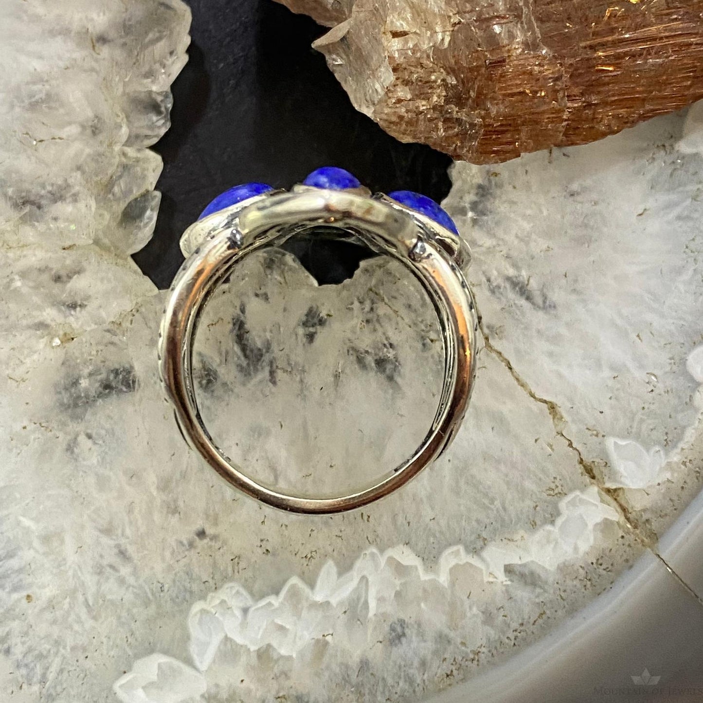 Carolyn Pollack Southwestern Style Sterling Silver 4 Lapis Lazuli Flower Cluster Ring For Women
