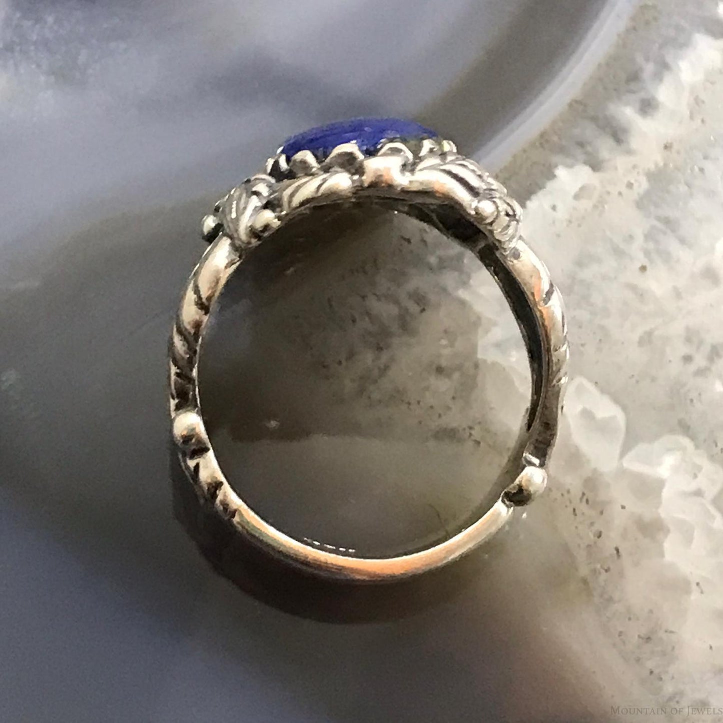 Carolyn Pollack Sterling Silver Oval Lapis Decorated Ring For Women