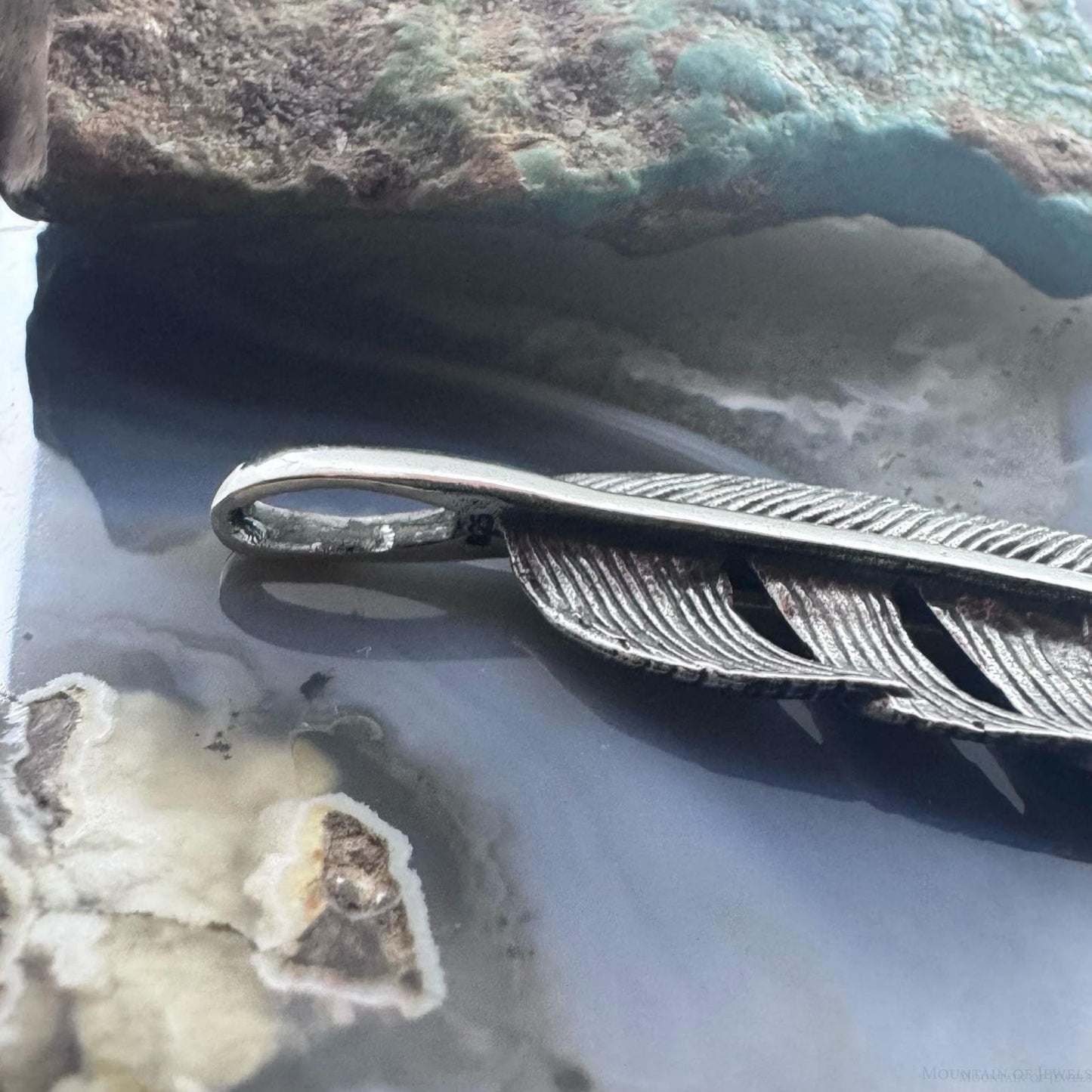 Sterling Silver Southwestern Style Curved Feather Unisex Pendant