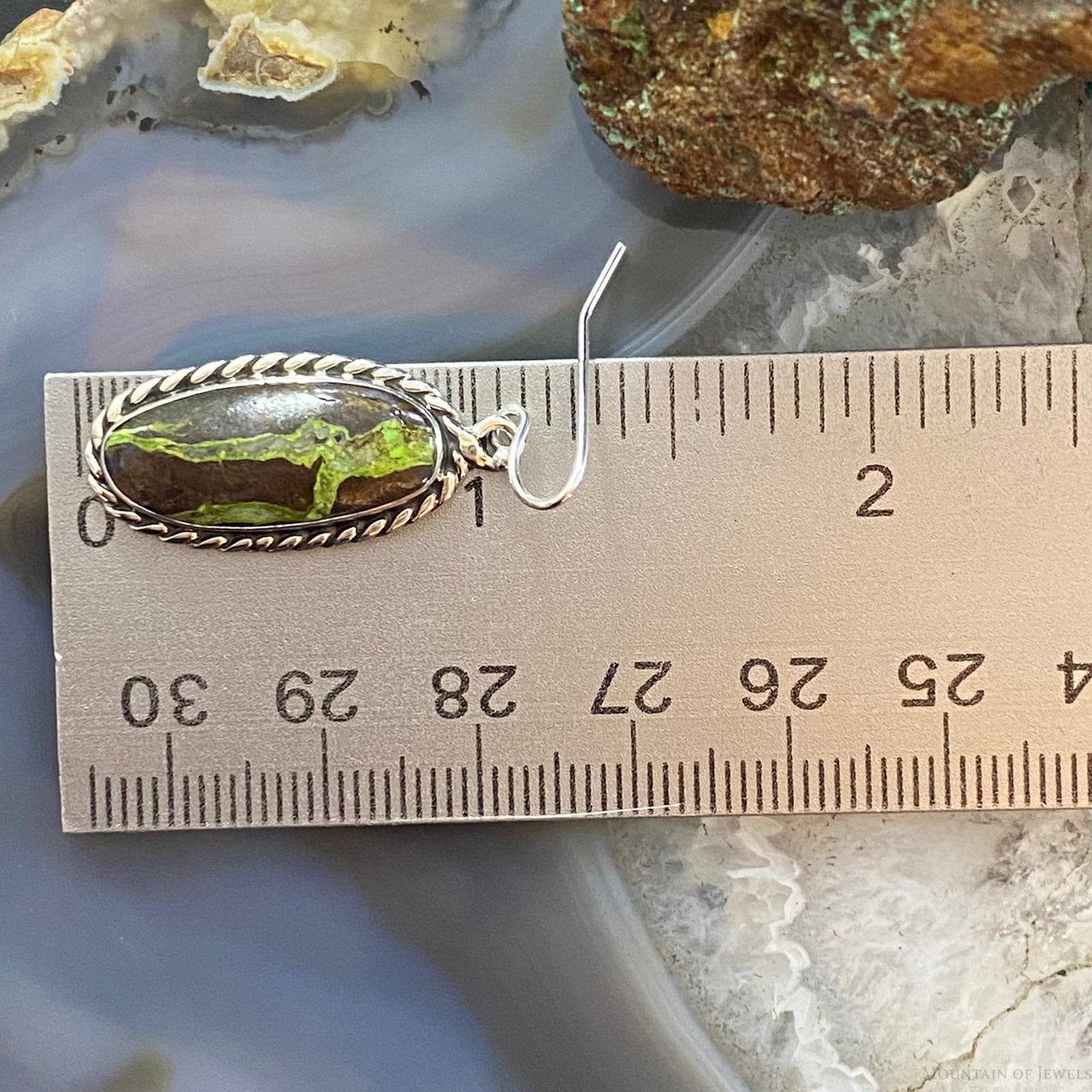 Native American Sterling Silver Gaspeite Decorated Dangle Earrings For Women