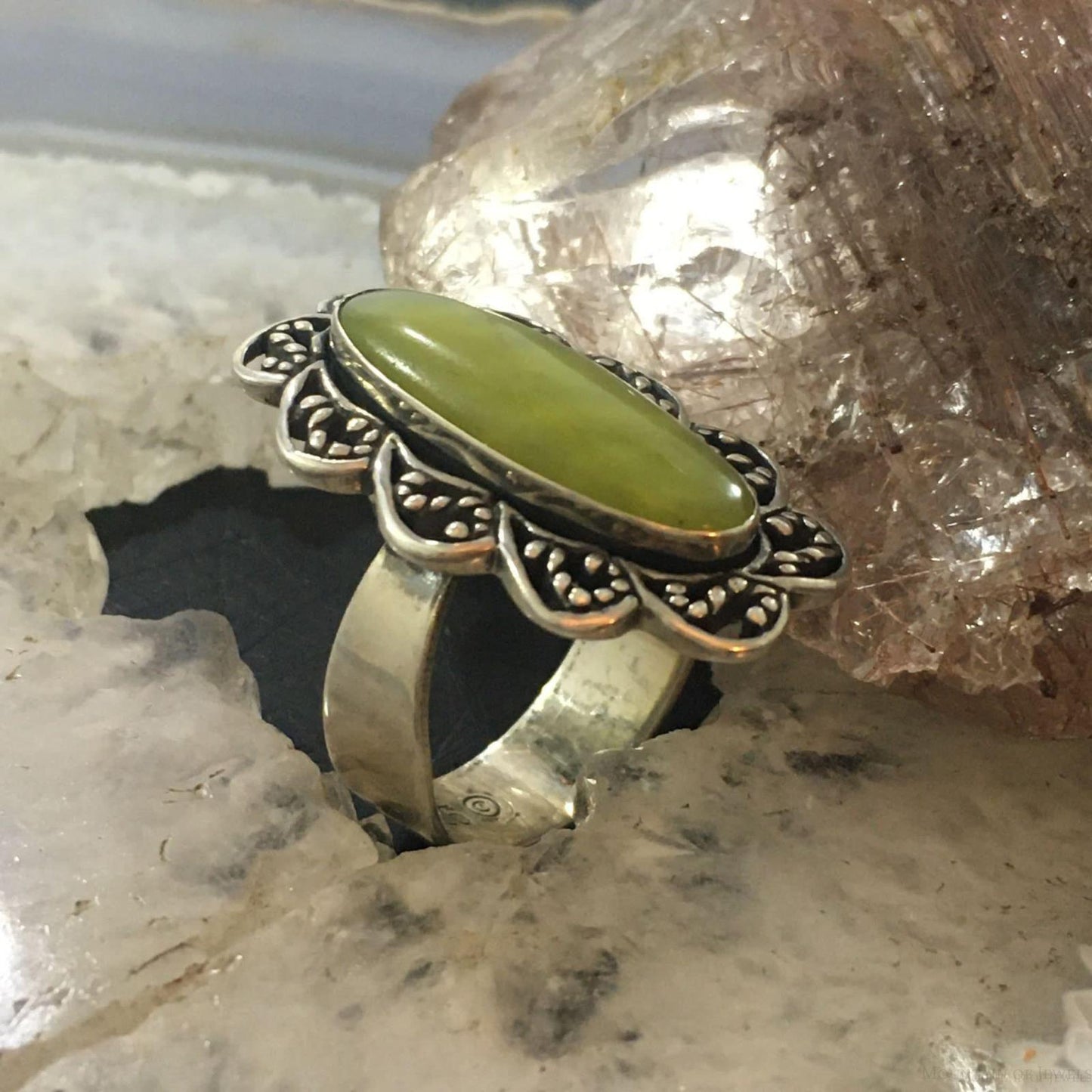 Carolyn Pollack Southwestern Style Sterling Silver Variscite Adjustable Ring For Women