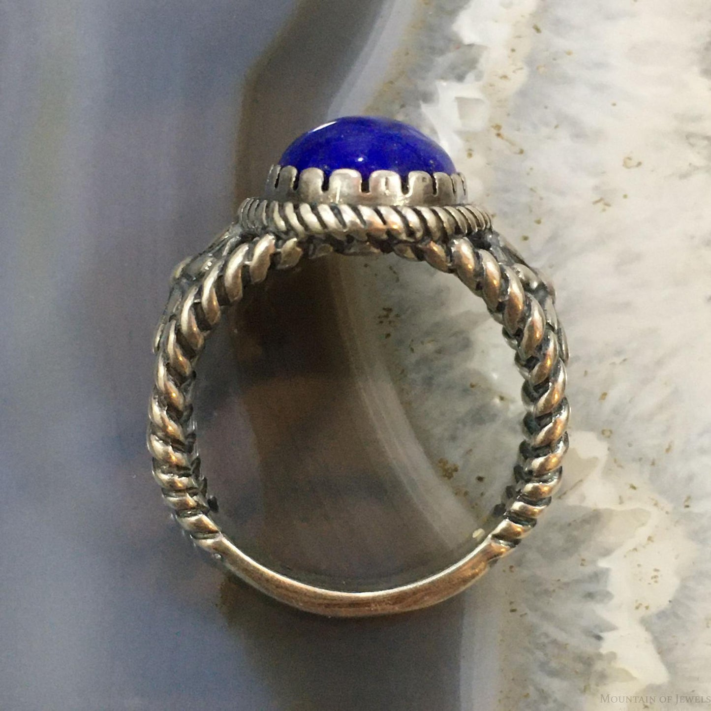 Carolyn Pollack Vintage Southwestern Style Sterling Oval Lapis Lazuli Decorated Ring For Women