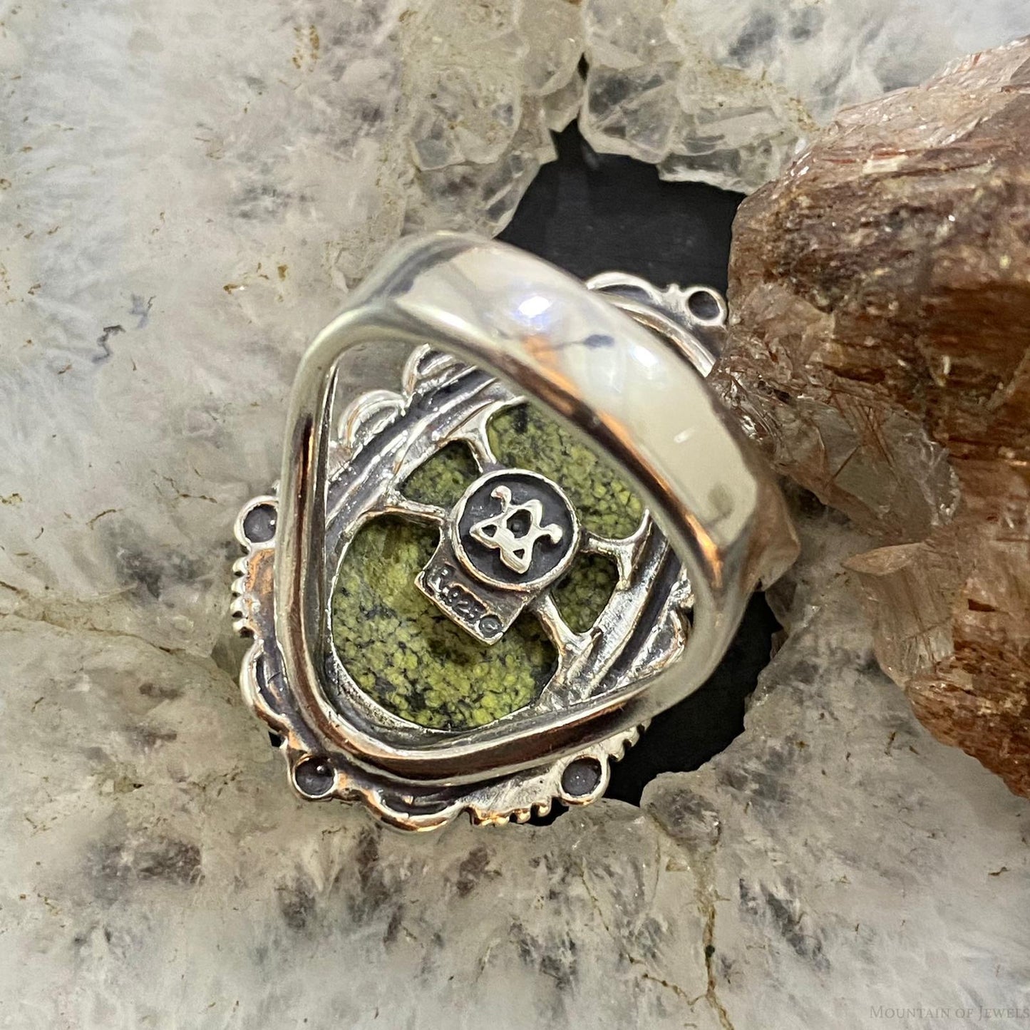 Carolyn Pollack Southwestern Style Sterling Silver Pear Serpentine Decorated Ring For Women, Variety of Sizes