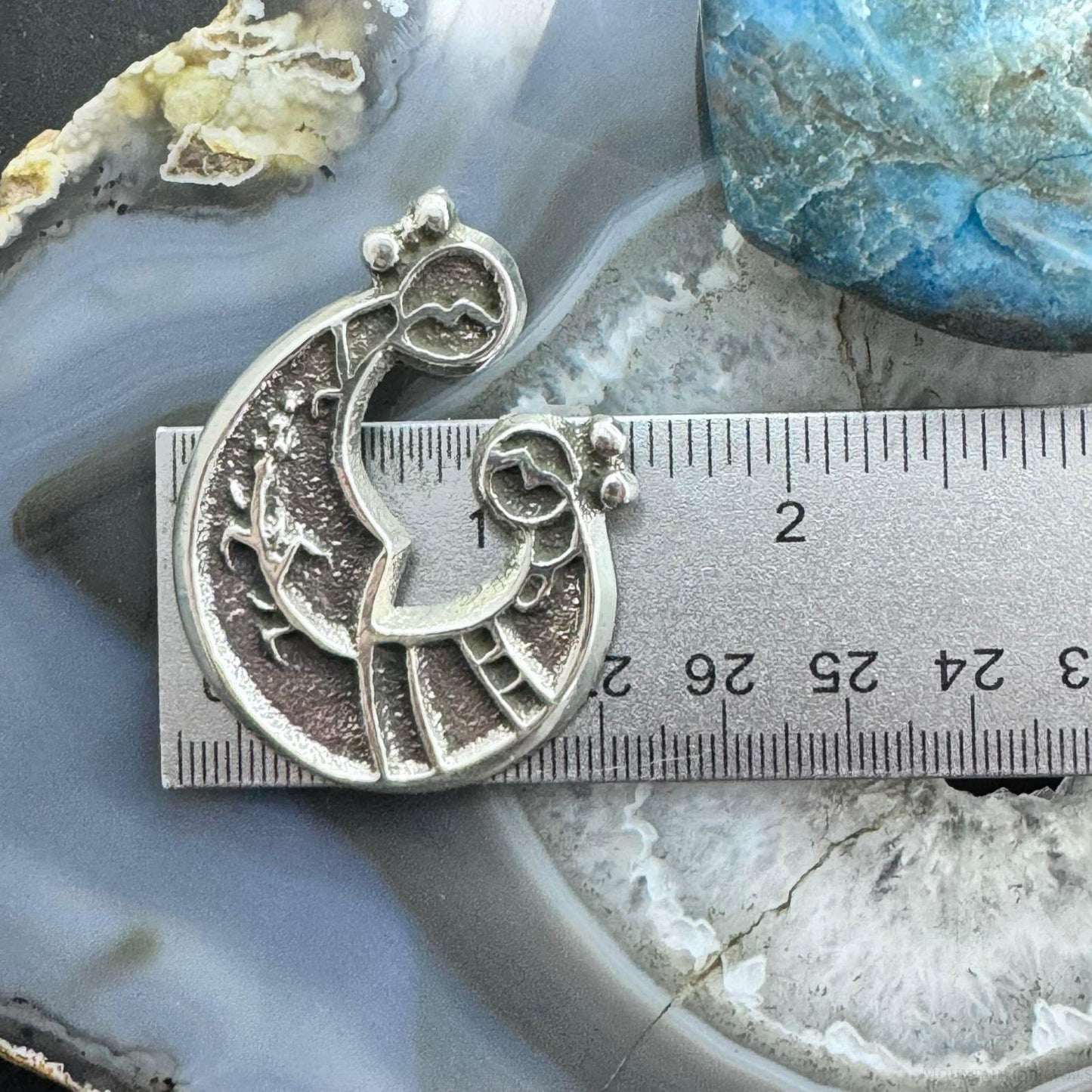 Gary Custer Native American Navajo Sterling Silver Tufa Cast Mother & Child Pendant For Women