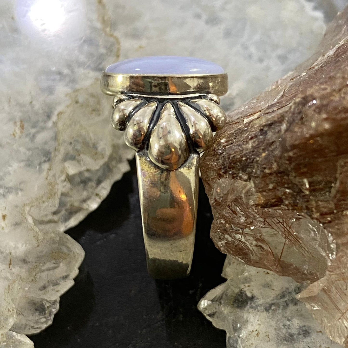 Carolyn Pollack Southwestern Style Sterling Silver Oval Blue Lace Agate Ring Sizes Variety