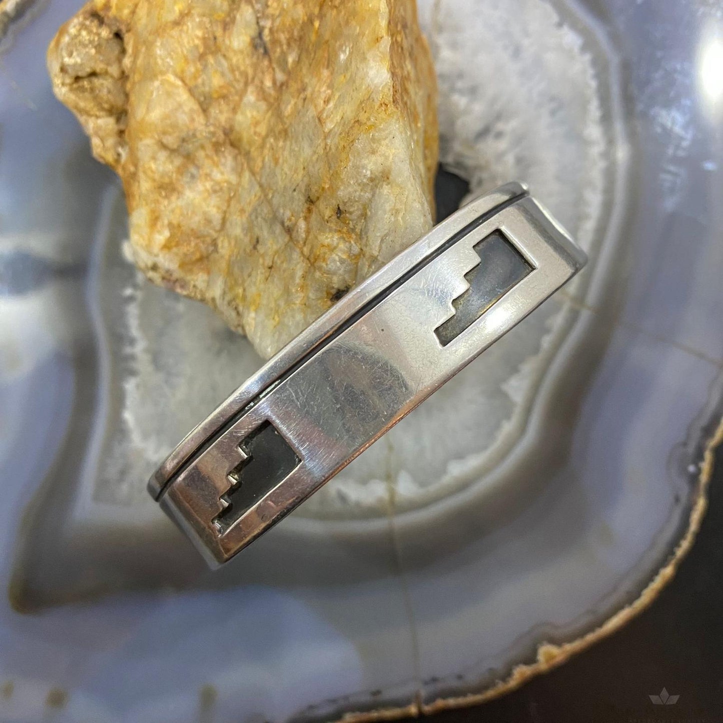 Joe H. Quintana Vintage Native American Silver Overlay Bracelet For Women #2