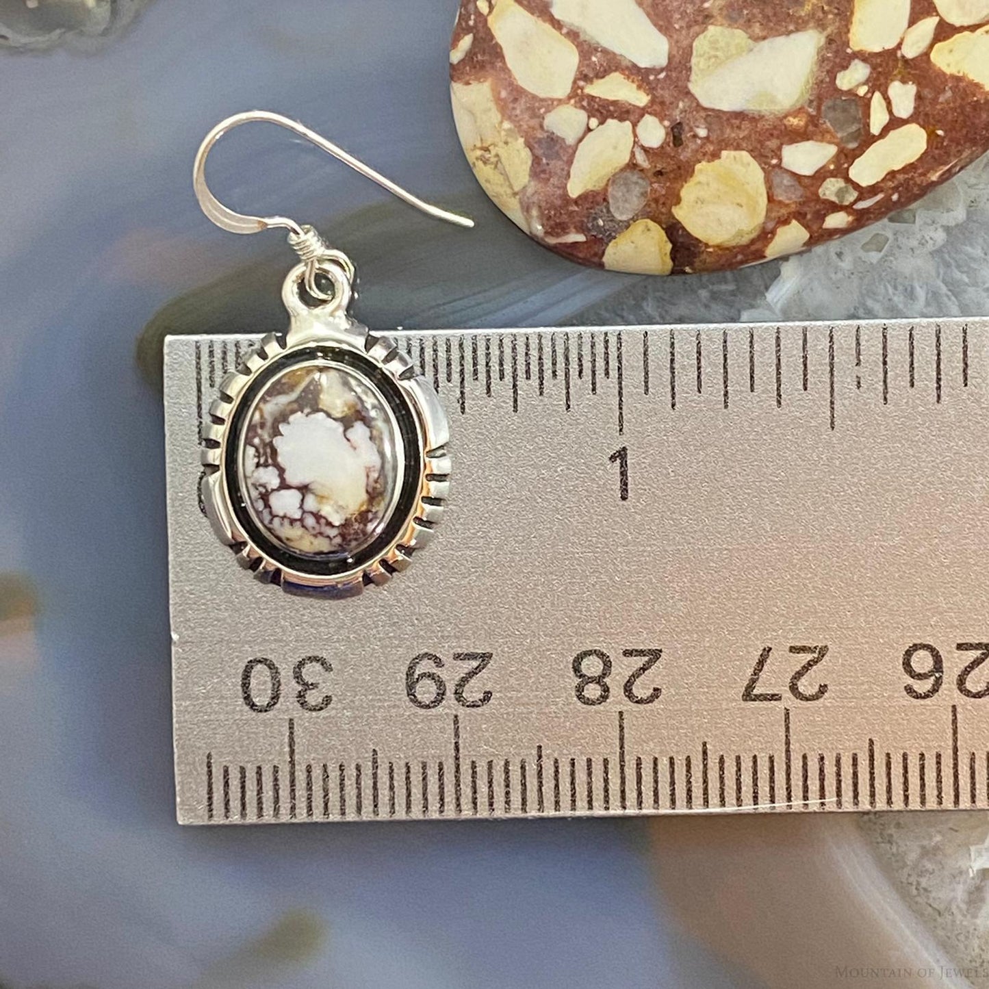 Native American Sterling Silver Oval Wild Horse Dangle Earrings For Women #1