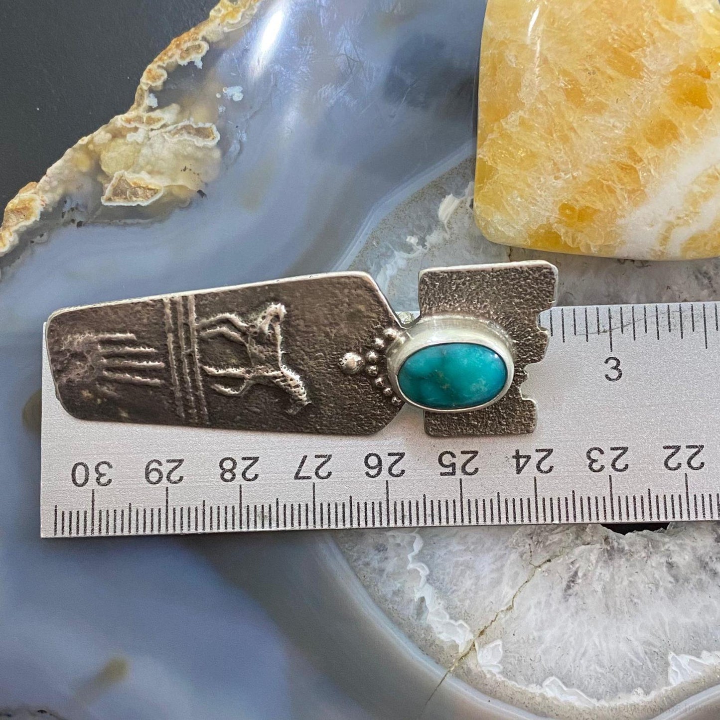 Joel Pajarito Native American Santo Domingo Tufa Cast w/Turquoise Unisex Pendant
