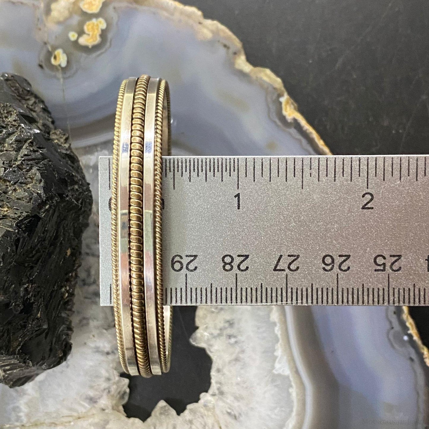 Vintage Native American Sterling Silver & Gold Filled Bracelet For Women