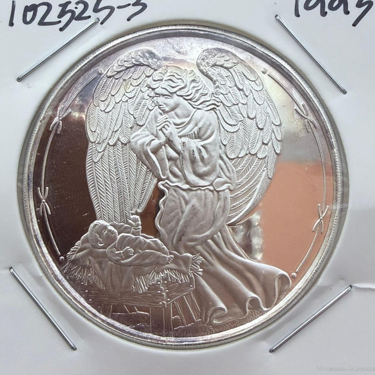 Vintage US 1995 One Troy Ounce .999 Fine Silver Holiday Theme #102525-3HXPE