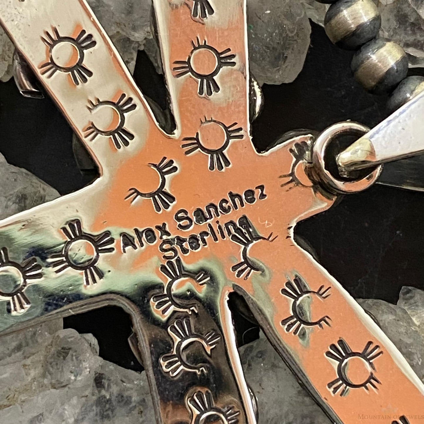 Alex Sanchez Sterling Silver Petroglyph & Coral Dragonfly Unisex Pendant #2
