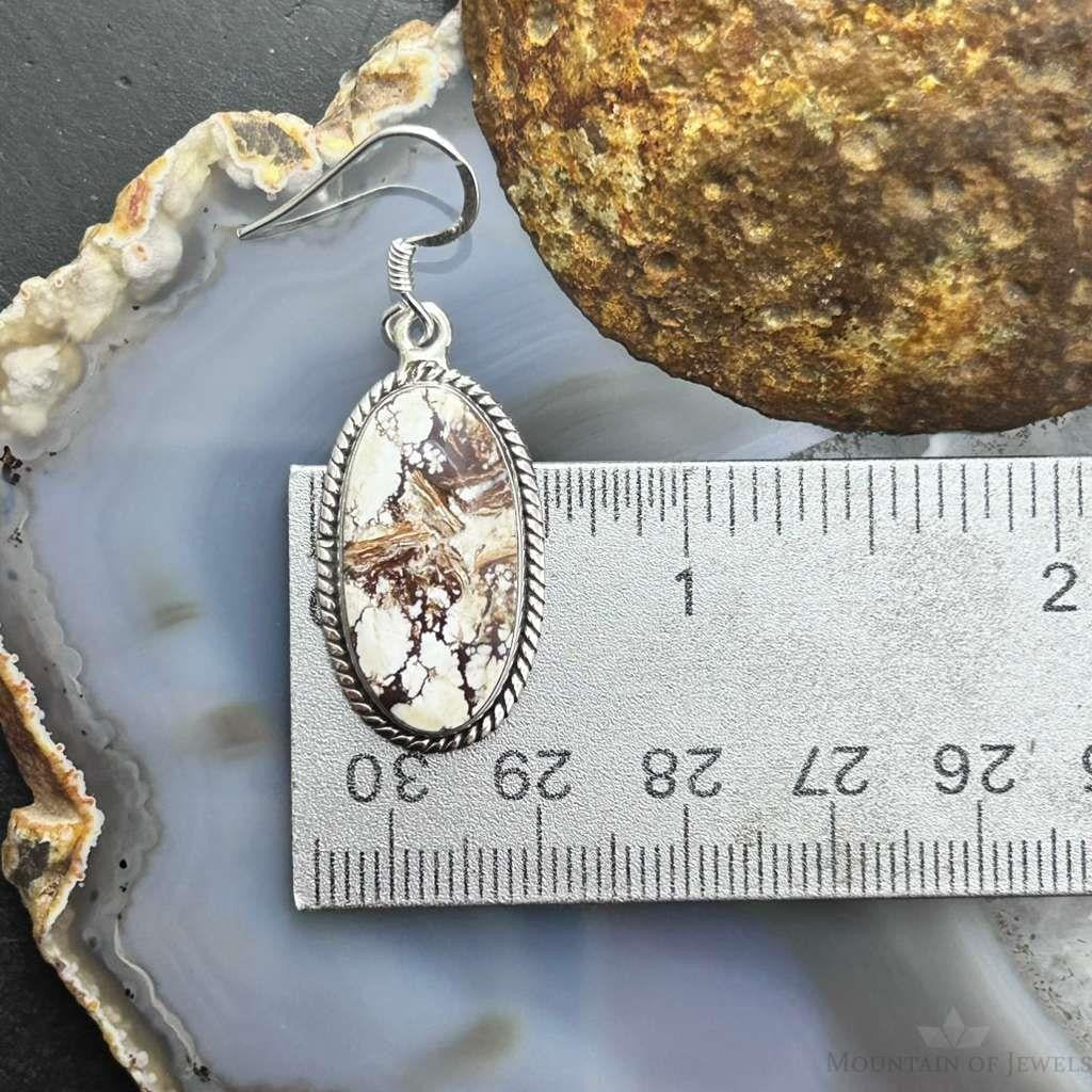 Sterling Silver Southwestern Style Oval Wild Horse Dangle Earrings For Women #1