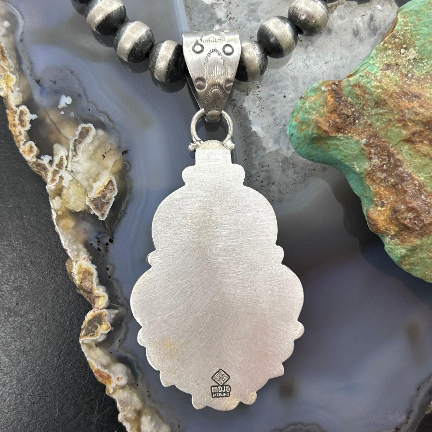 Sterling Silver Southwestern Style Teardrop Red Plum Jasper Decorated Pendant For Women