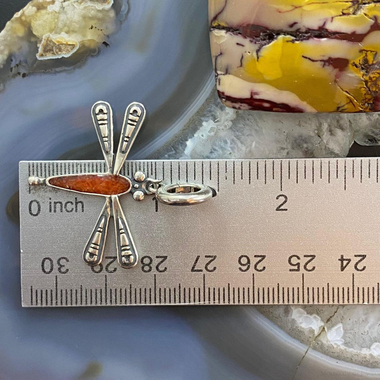 Carolyn Pollack Southwestern Style Sterling Silver Multistone Inlay Double Sided Dragonfly Pendant For Women