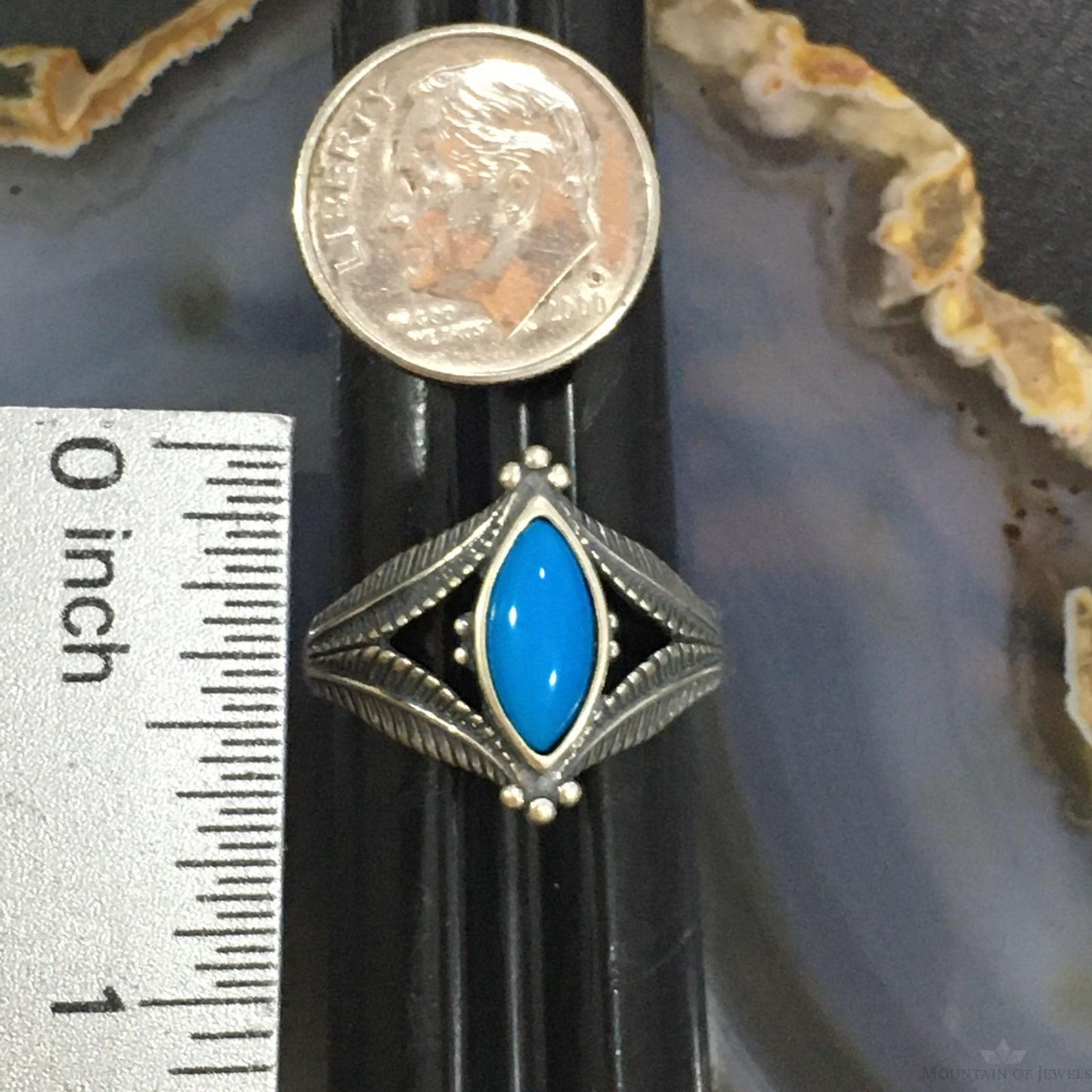 Carolyn Pollack Sterling Silver Marquise Sleeping Beauty Turquoise Ring For Women