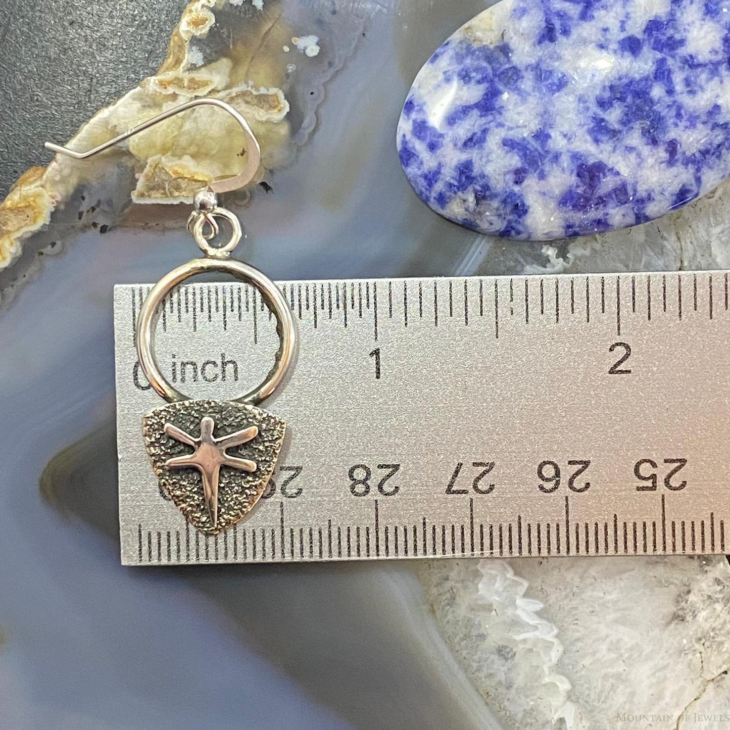 Alex Sanchez Native American Sterling Silver Petroglyph Dragonfly Dangle Earrings For Women
