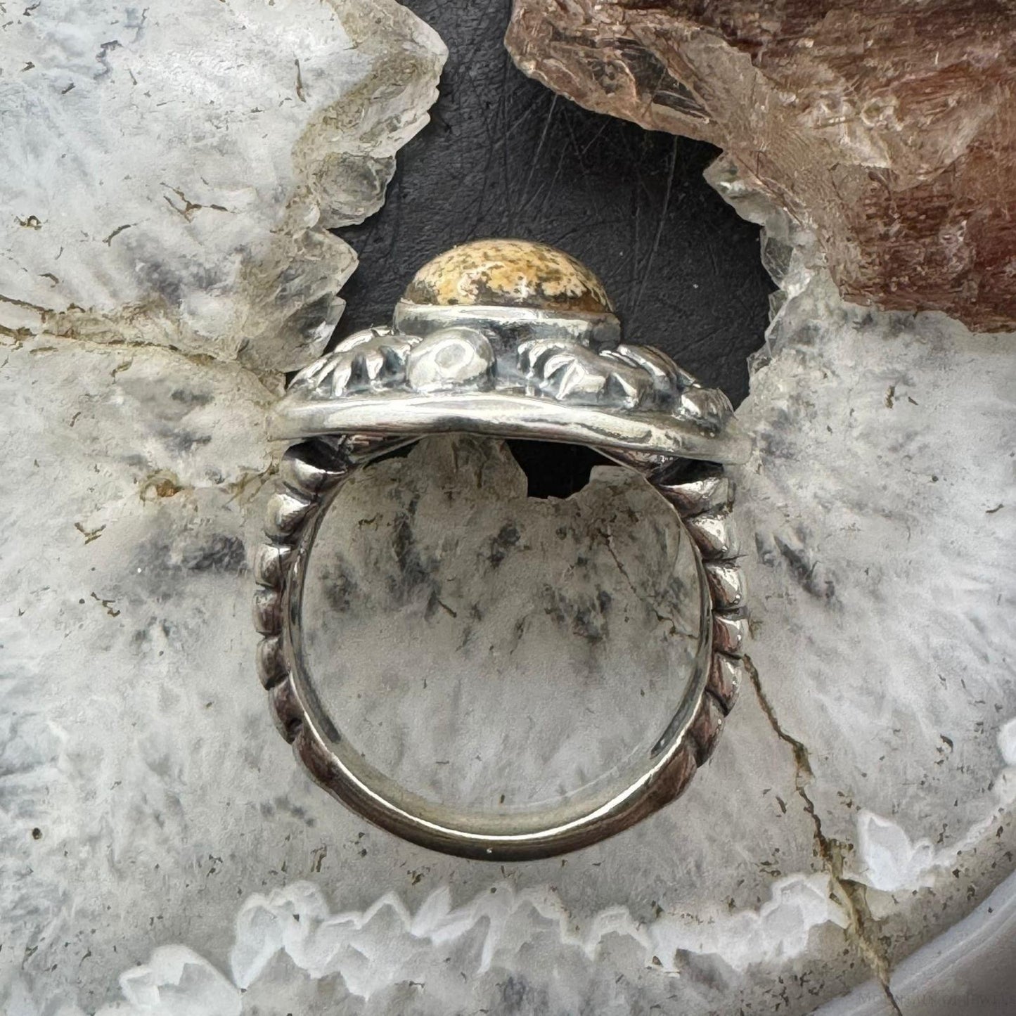 Carolyn Pollack Sterling Silver Oval Picture Jasper Petroglyph Ring For Women