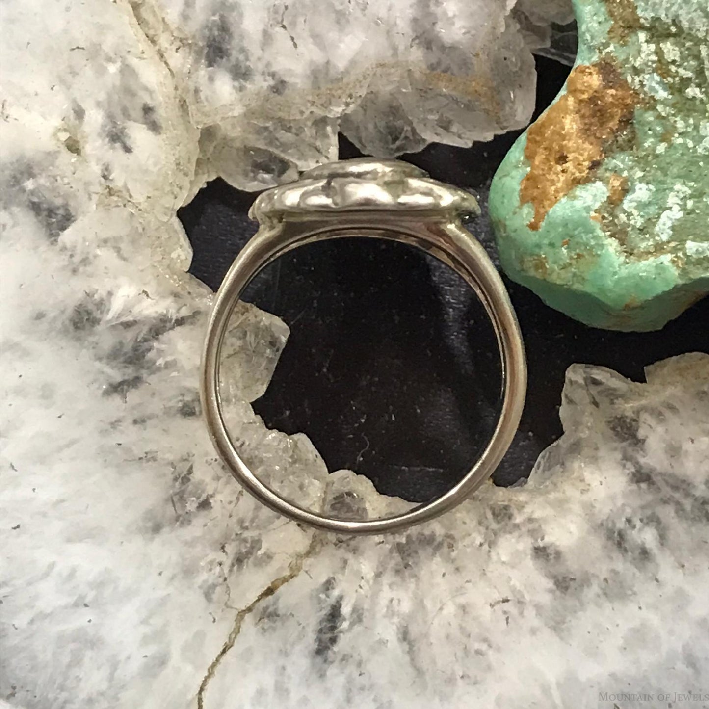 Carolyn Pollack Sterling Silver Elongated Oval Multistone Chip Inlay Ring Size 6 For Women