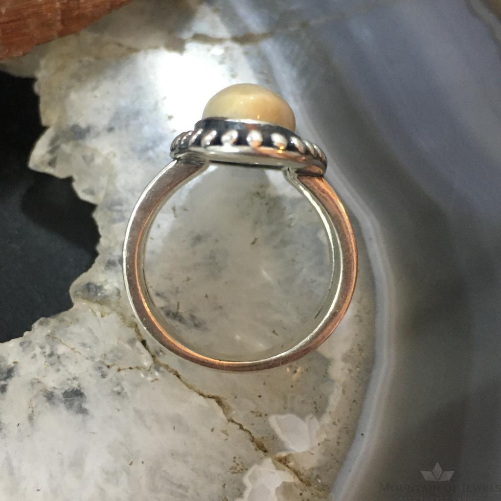 Carolyn Pollack Sterling Silver Elongated Marquise Fossilized Coral Decorated Ring For Women