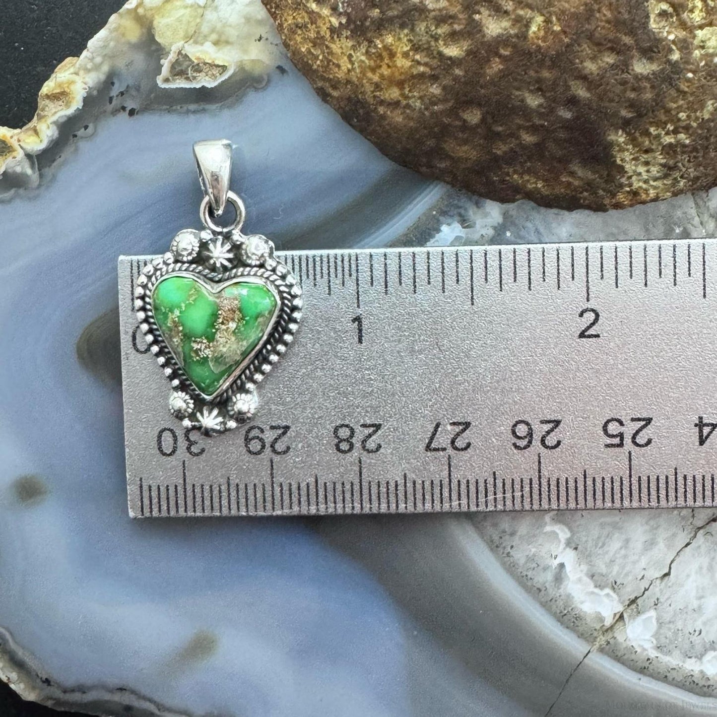 Southwestern Style Sterling Silver Sonora Gold Turquoise Heart Pendant For Women