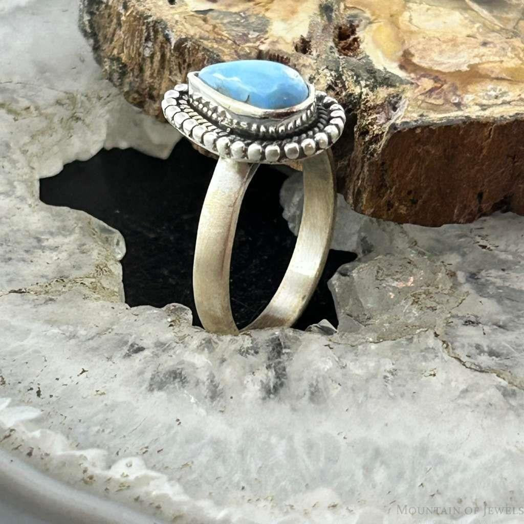 Sterling Silver Southwestern Style Teardrop Golden Hill Turquoise Adjustable Ring #16