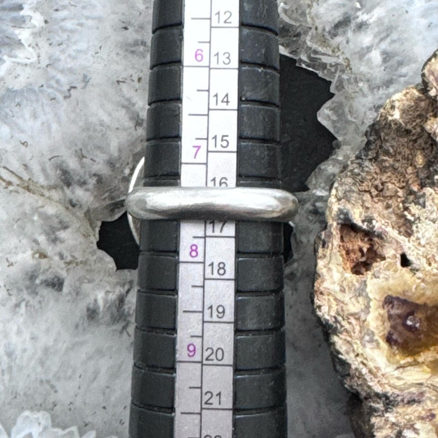 Silver Southwestern Style Stamped Dome Ring Size 7.5 For Women