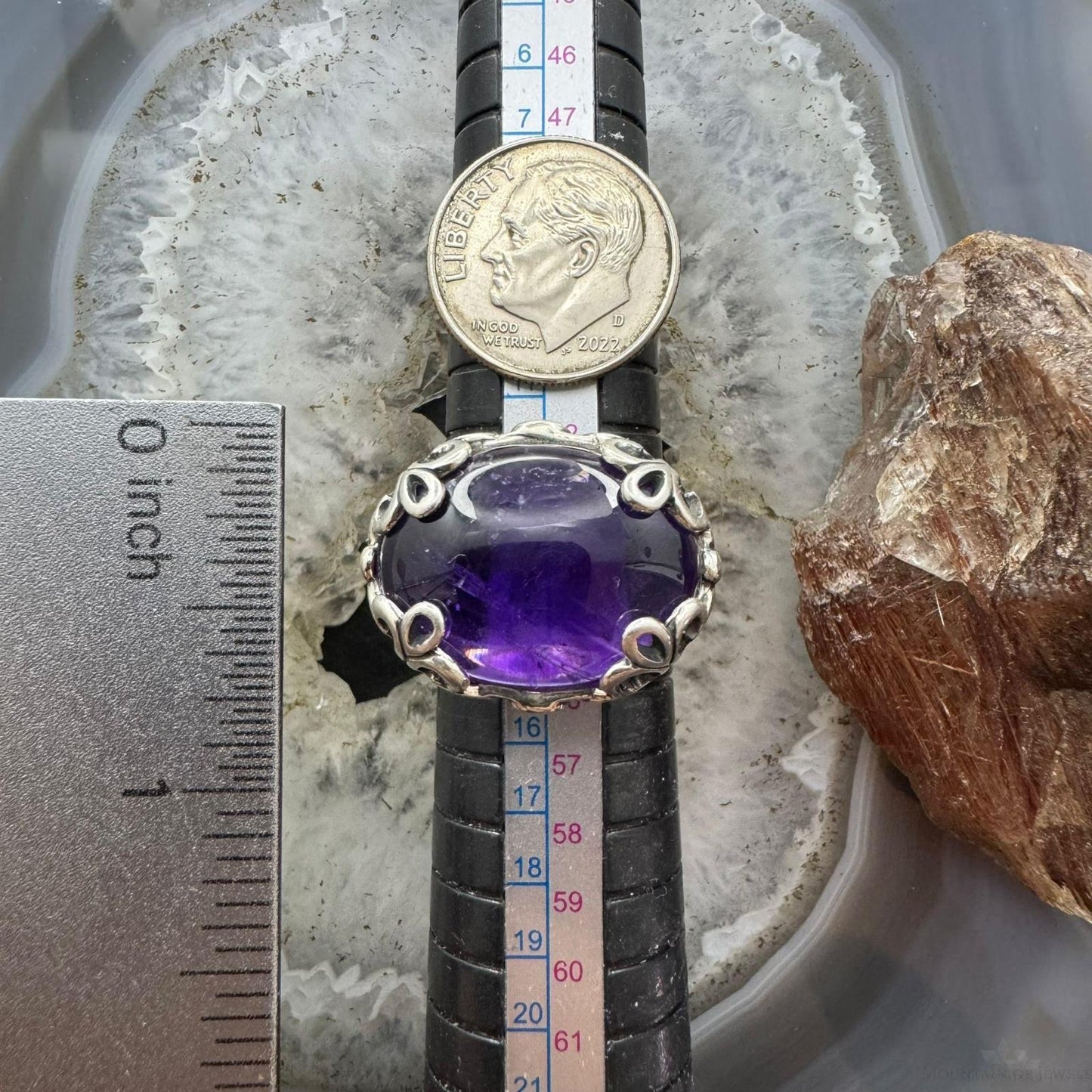 Carolyn Pollack Southwestern Style Sterling Silver Oval Amethyst Ring Size 7 For Women