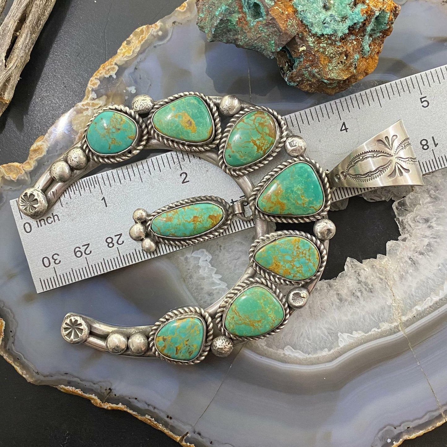 Alex Sanchez Sterling Silver Turquoise Large Naja Pendant Necklace