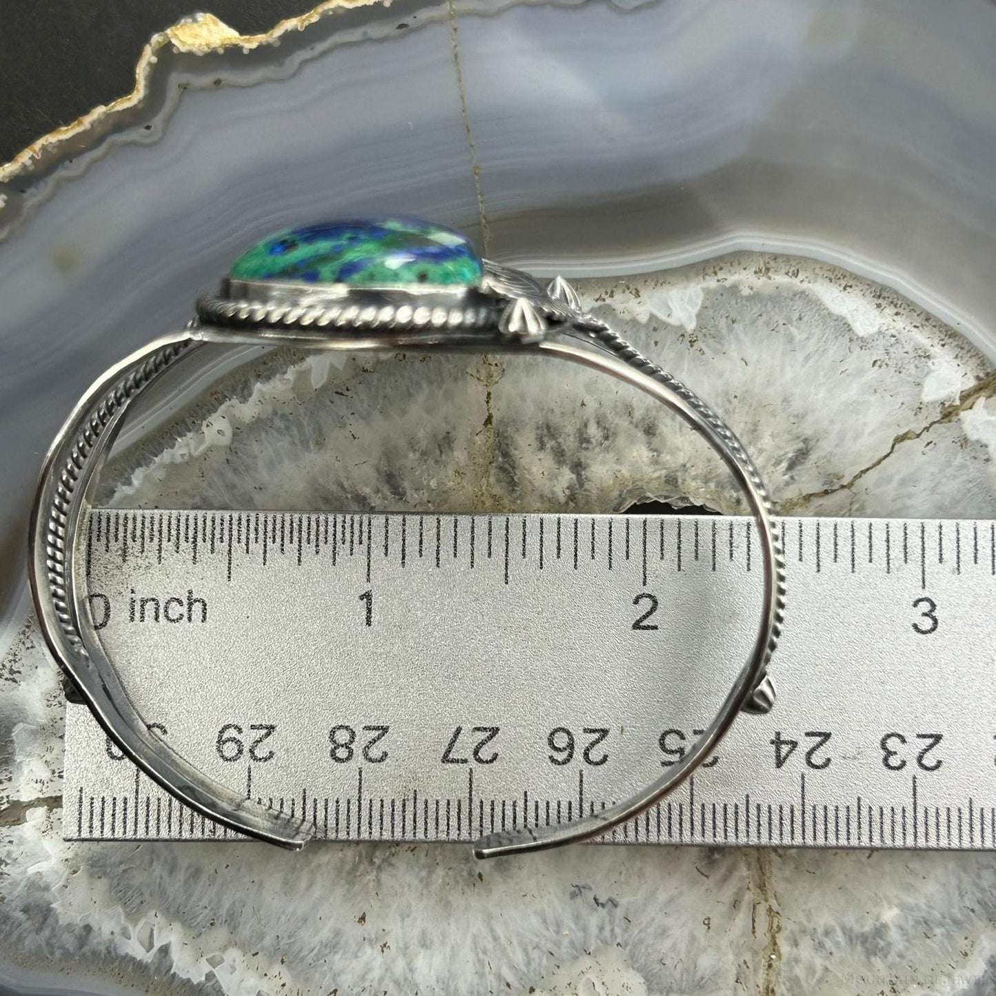 Sterling Silver Southwestern Style Teardrop Azurite Decorated Bracelet For Women