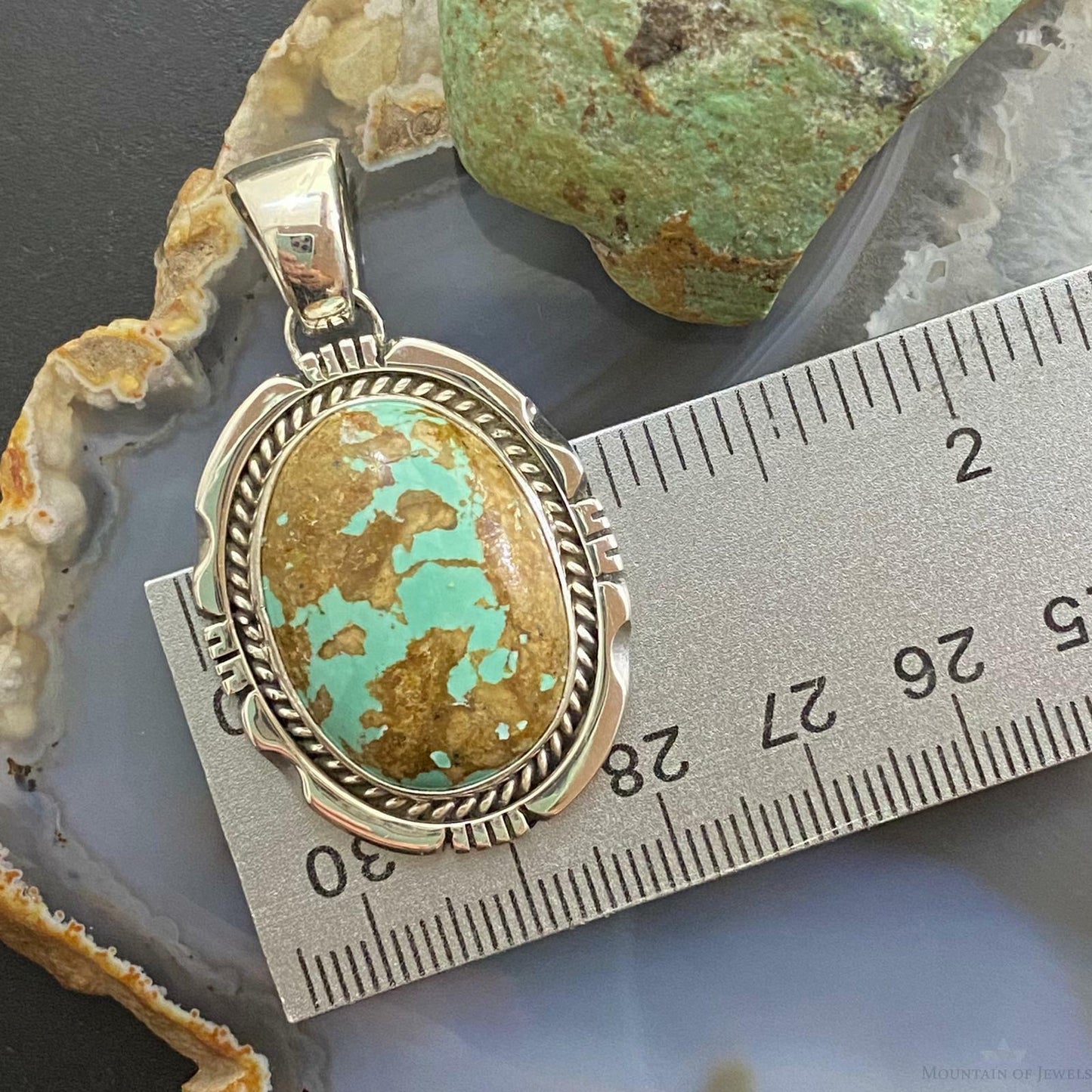 Wydell Billie Sterling Silver Oval Turquoise w/Brown Matrix Unisex Pendant