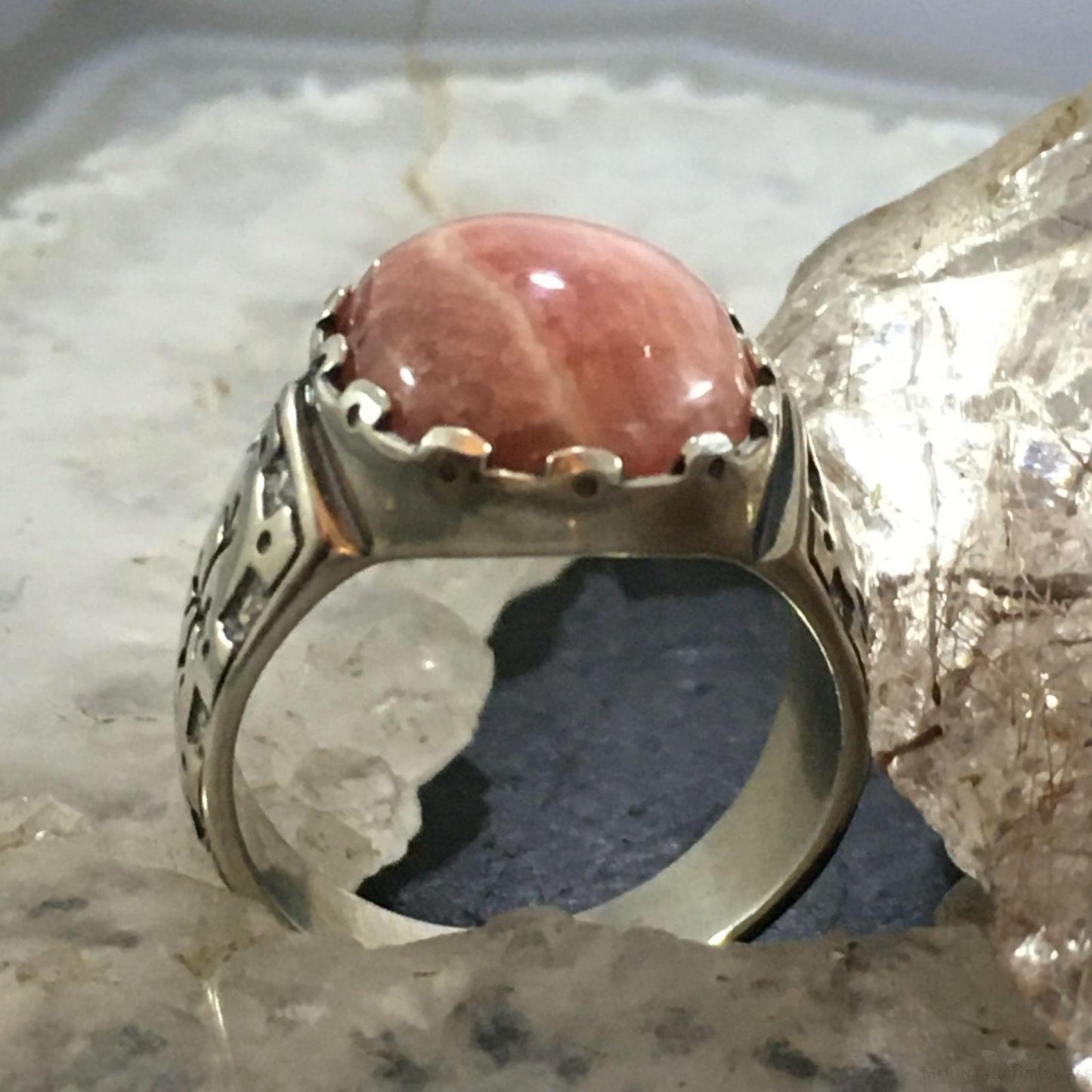 Carolyn Pollack Sterling Silver Oval Rhodochrosite Decorated Ring For Women