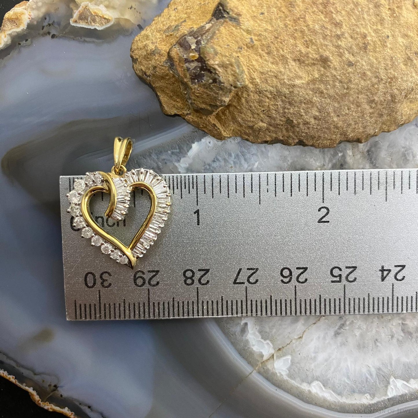 10K Two Tone Gold Diamonds Heart Shape Pendant For Women