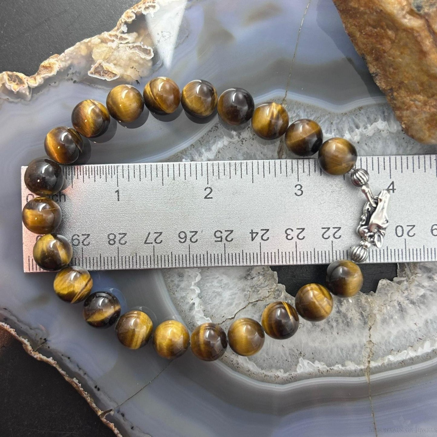 Carolyn Pollack Sterling Silver Tiger's Eye Beaded w/Horse Head Clasp Bracelet For Women