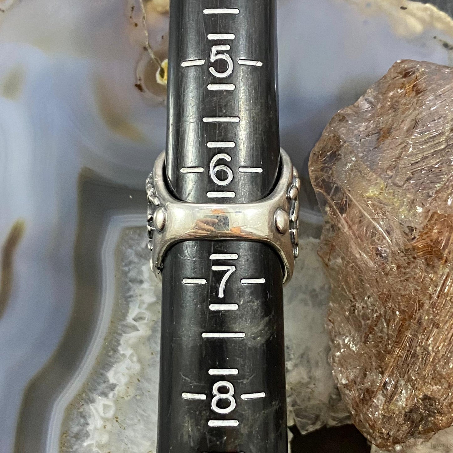 Carolyn Pollack Southwestern Style Sterling Silver 5 Orange Spiny Oyster Petroglyph Ring For Women