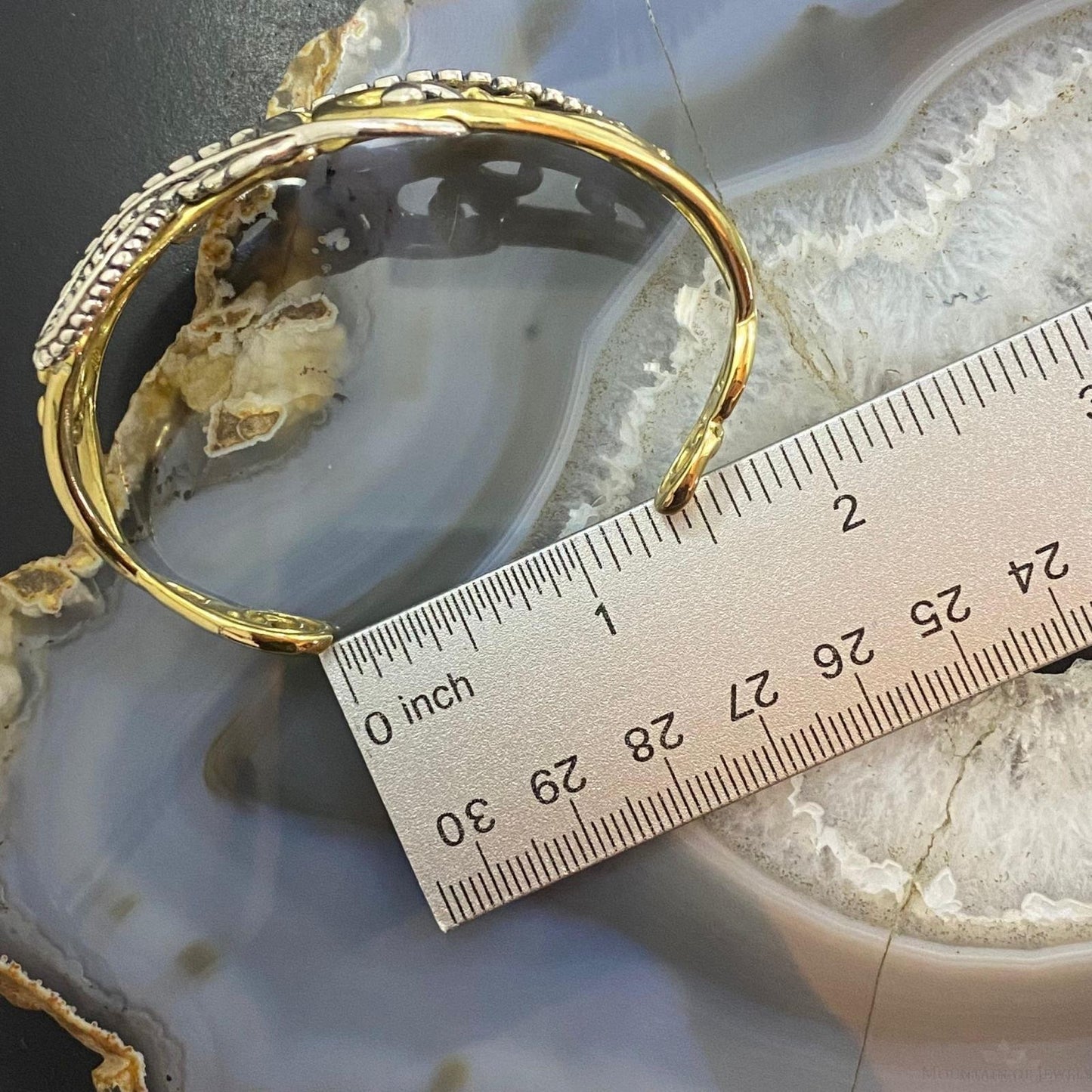 Carolyn Pollack Vintage Sterling Silver & Brass Floral Design Bracelet For Women