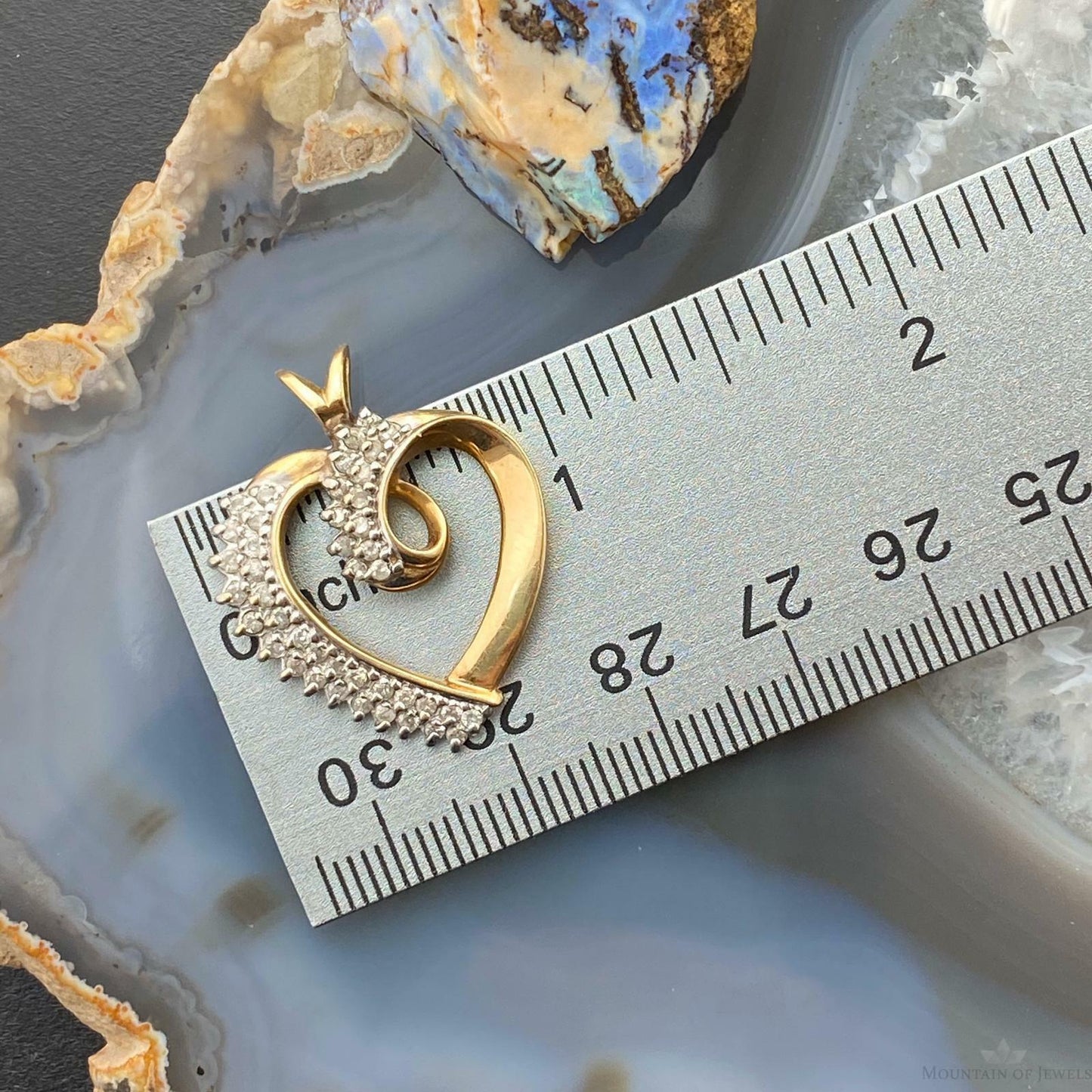 14K Yellow Gold Diamonds Heart Shape Pendant For Women