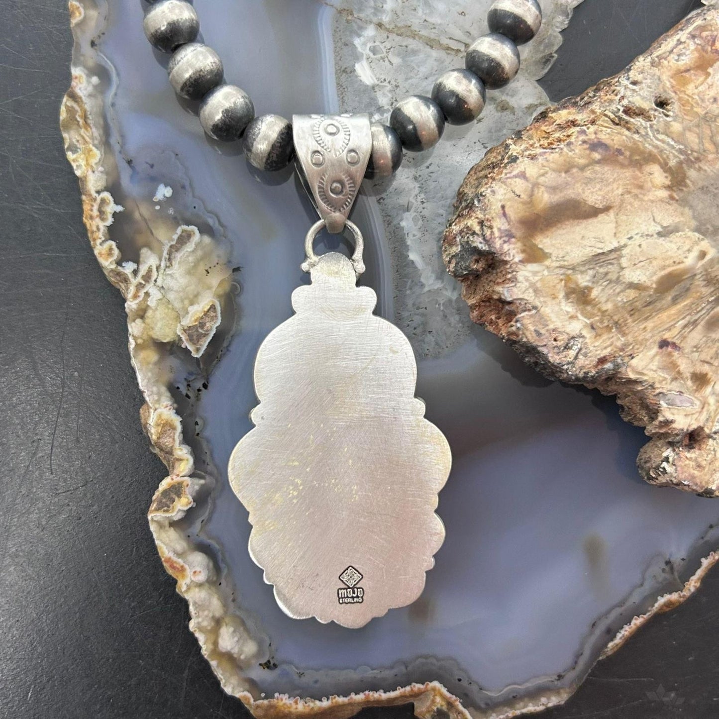 Sterling Silver Southwestern Style Teardrop Sediment Jasper Pendant For Women