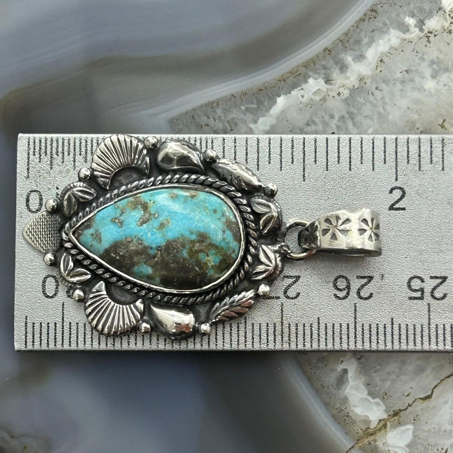 Sterling Silver Southwestern Style Teardrop Turquoise Pendant For Women #8