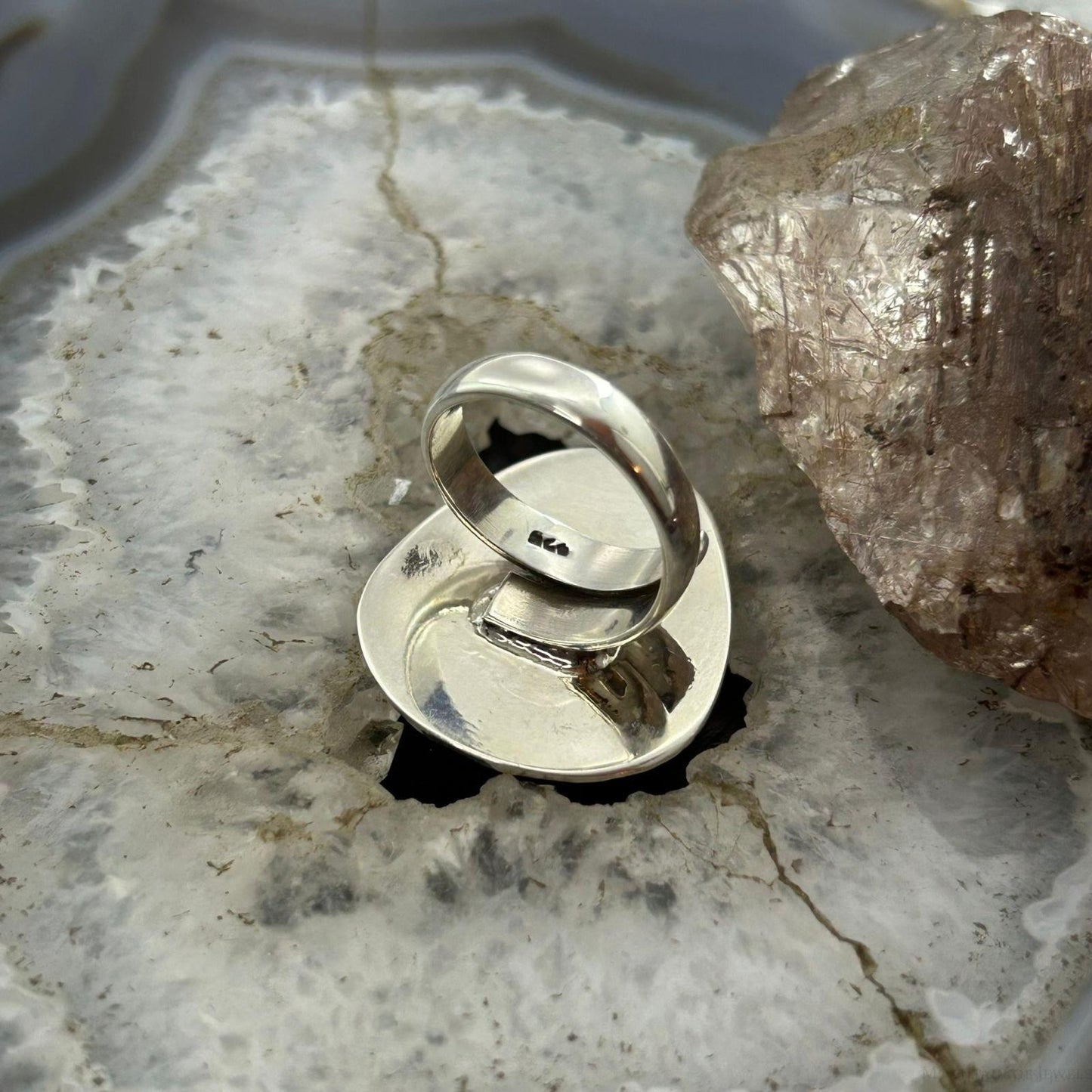 Sterling Silver Hammered Triangular Fashion Ring Sz 6.5 For Women, Taxco Mexico