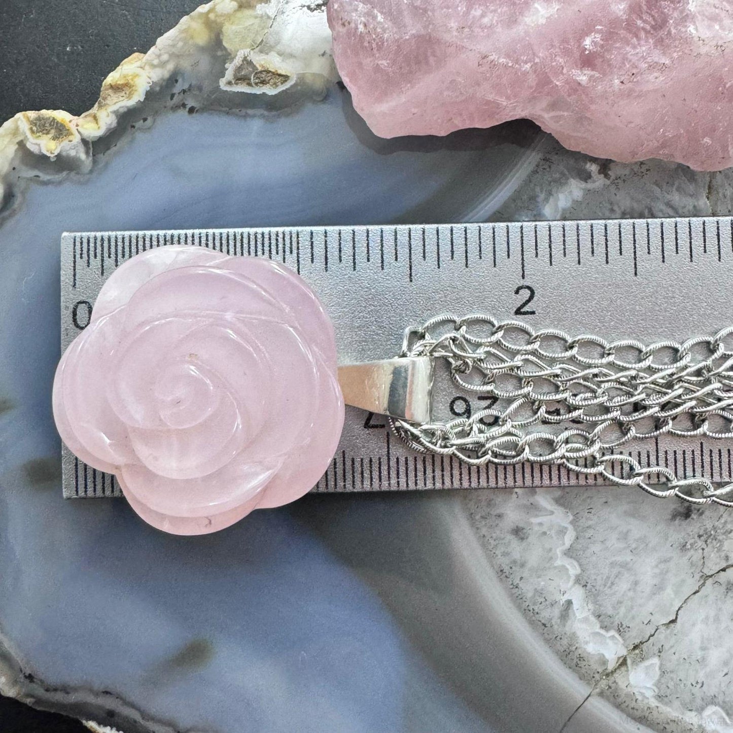 Carolyn Pollack Sterling Silver Carved Rose Quartz Rose Pendant With Chain Necklace For Women