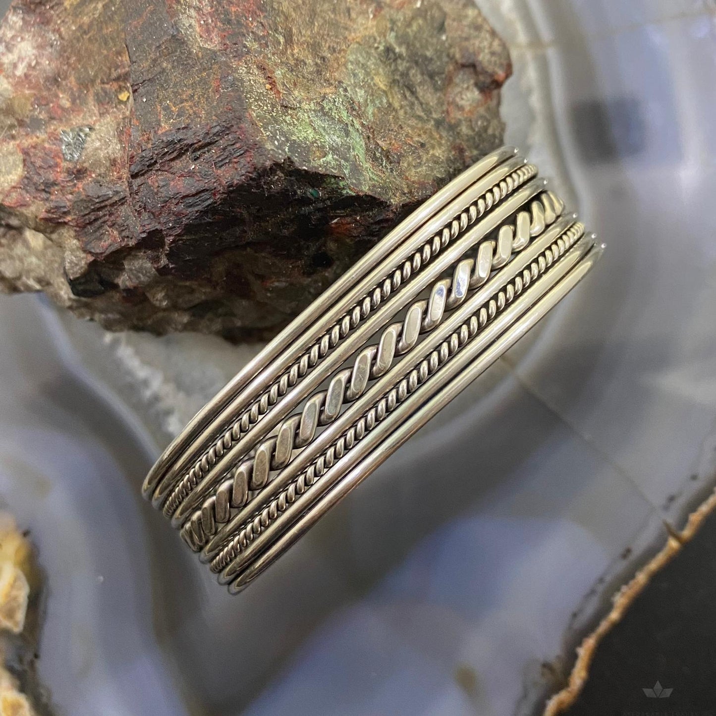 Vintage Native American Sterling Silver Rope Bracelet For Women