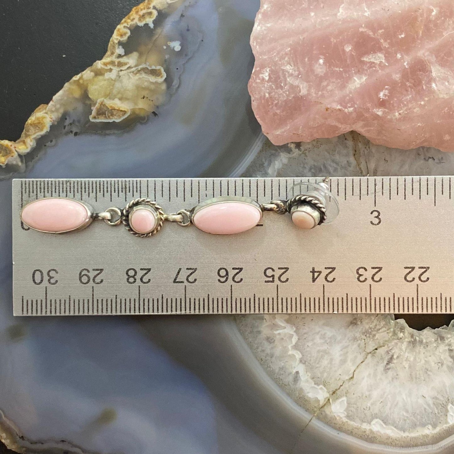 Monica Silversmith Sterling Silver Pink Conch Shell Dangle Earrings For Women