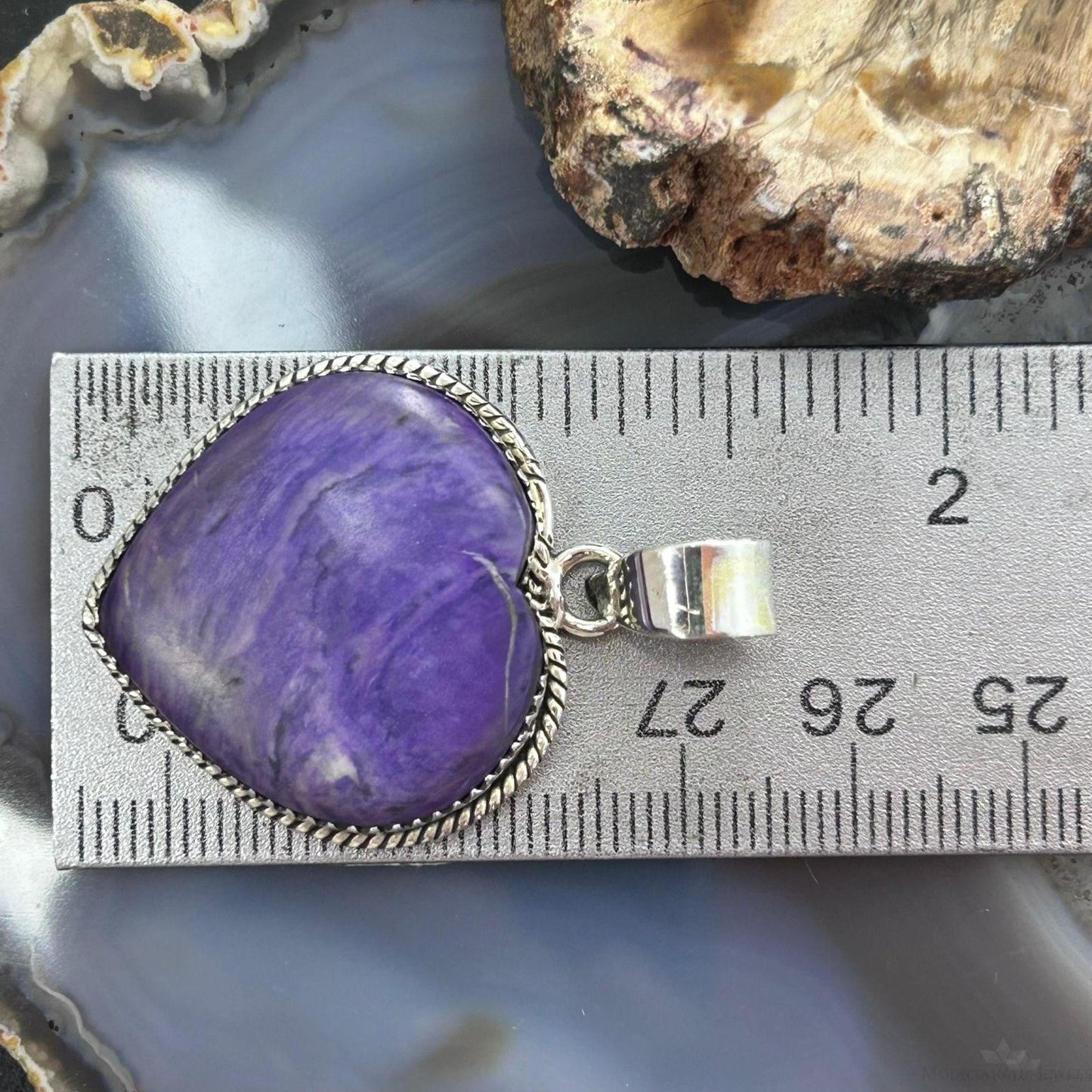 Sterling Silver Southwestern Style Charoite Heart Pendant For Women #1