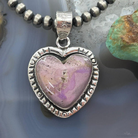 Sterling Silver Southwestern Style Phosphosiderite Heart Pendant For Women