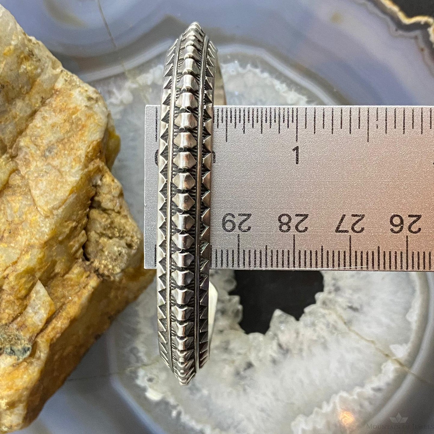 Randy Secatero Native American Sterling Silver Carinated Overlay Unisex Bracelet